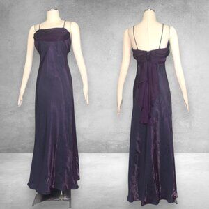 Vintage 90s Bias Cut Maxi Dress Shimmer Purple and Betsy Adam Prom Formal M